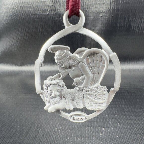 Vintage 1998 Longaberger Peace Pewter Ornament Angel Hanging Figure Metal Decor - Picture 7 of 10